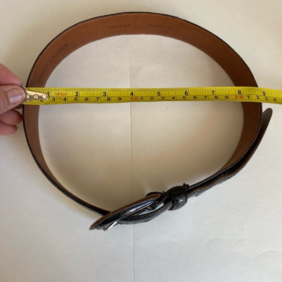 Ralph Lauren Brown Silver Croc Embossed Belt Small - Picture 4 of 16